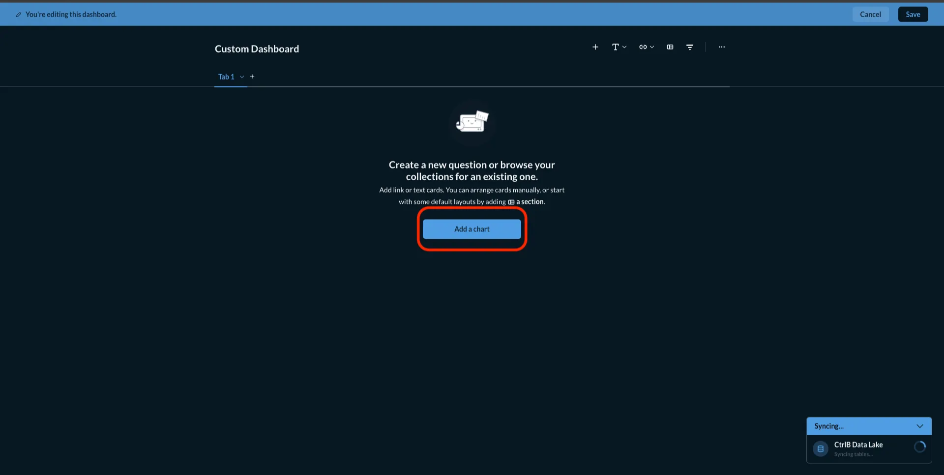 Screenshot of Add Chart Button