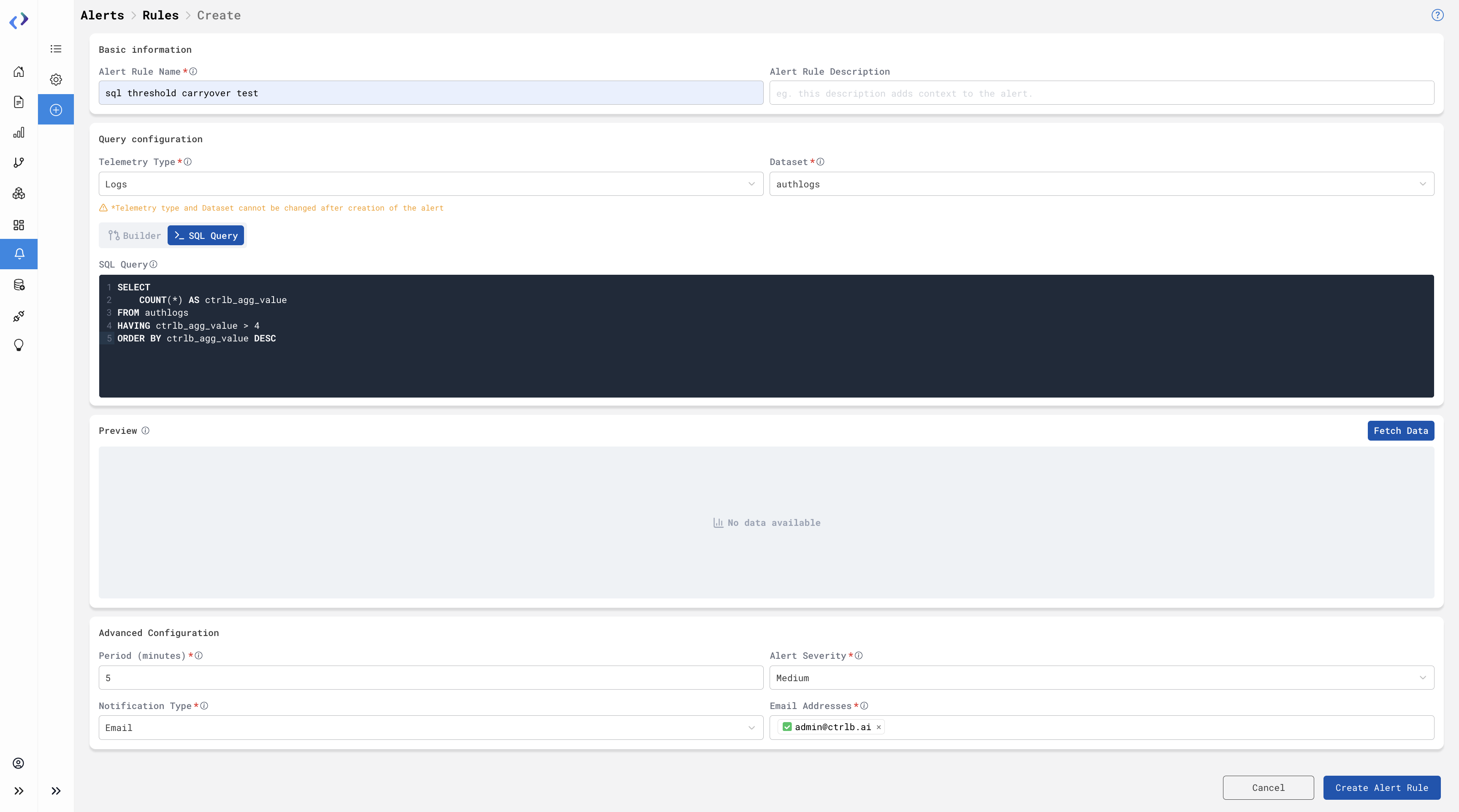 Alert Creation Example 1