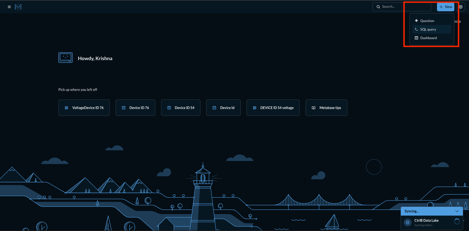 Screenshot of New SQL Query