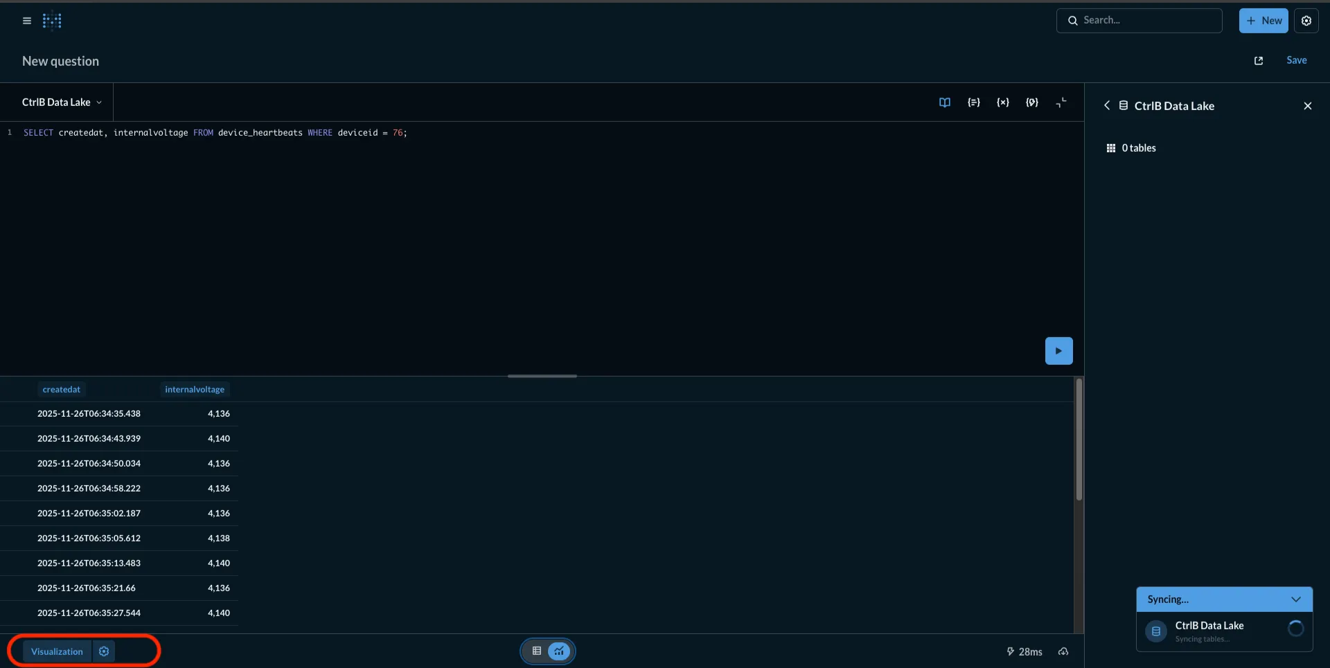 Screenshot of Visualisation Button