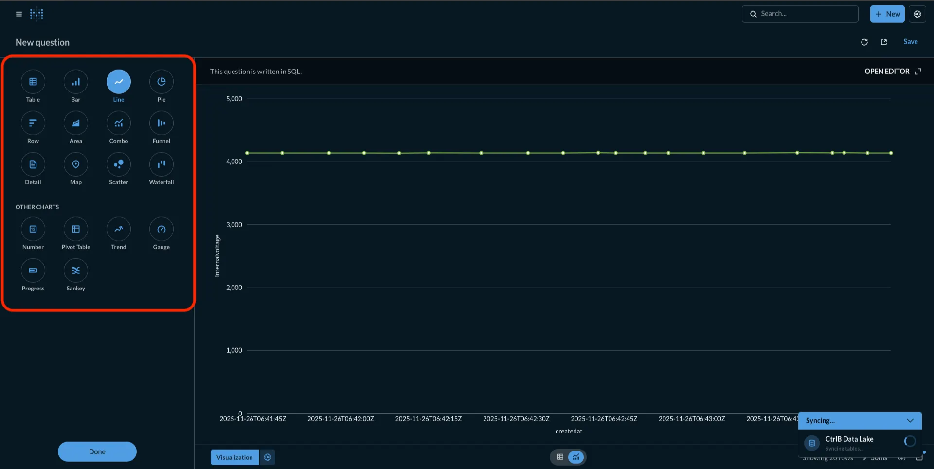 Screenshot of Chart Type Selection